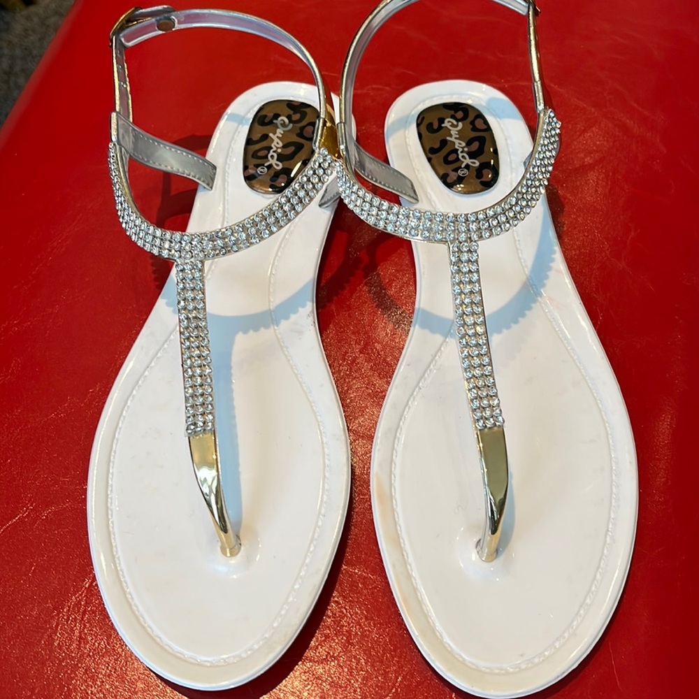 Sparkly rhinestone thong sandals